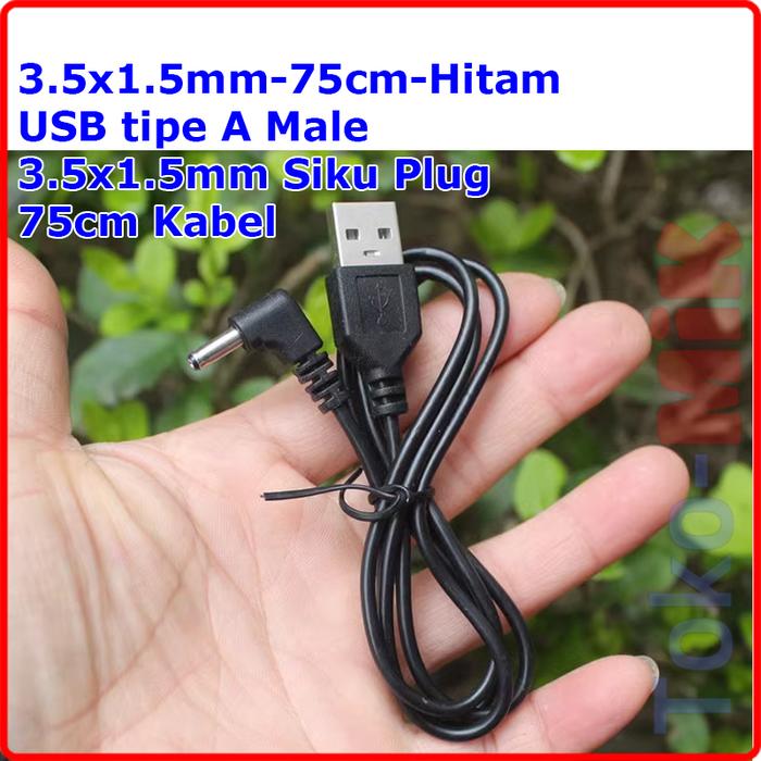 Gambar KABEL DC ADAPTOR ADAPTER CHARGER USB MALE TO JACK DC 5V 3.5MM X 1.35MM - Hitam-75cm dari Toko-MIK undefined Tokopedia