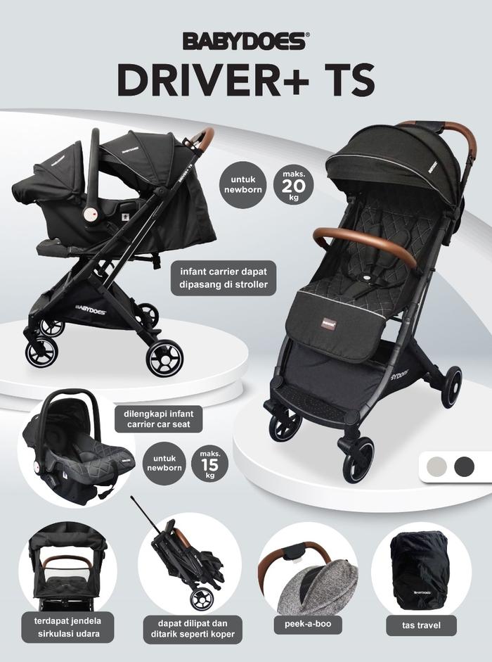 Gambar Stroller BabyDoes Driver + Ts Travel System 2249 - 2492 Black dari Klikbabylove undefined Tokopedia