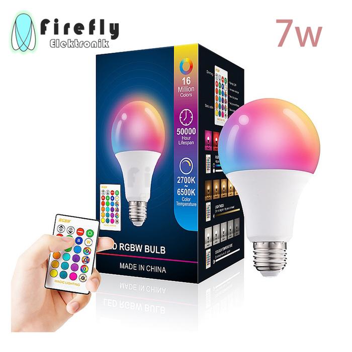 Gambar Lampu Bohlam 18W LED RGB Berubah Warna Warni lampu Hias Warna Warni - RGB 7W REMOT dari Firefly Elektronik undefined Tokopedia