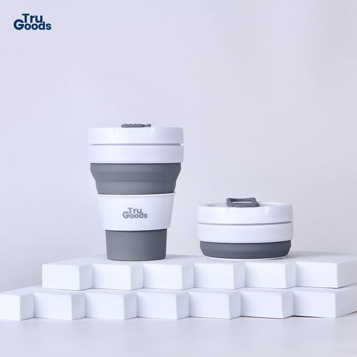 Gambar Foldable Cup Premium Tru Goods / Gelas Kopi Lipat 475 ML - Grey - Classic Grey dari Tru Goods_NEW undefined Tokopedia