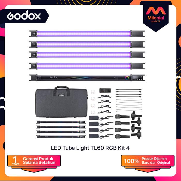 Gambar LED Godox TL60 Kit 4-Light RGB Tube Light - TL60 K4 dari Milenialmarket undefined Tokopedia