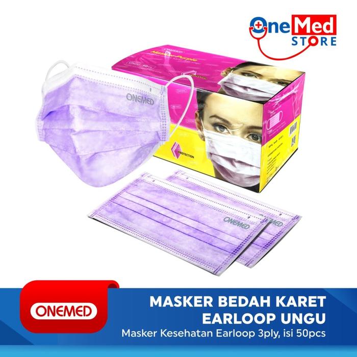 Gambar Masker Medis Karet Onemed Earloop Box Isi 50 Pcs - Ungu dari Onemed Medicom_NEW undefined Tokopedia