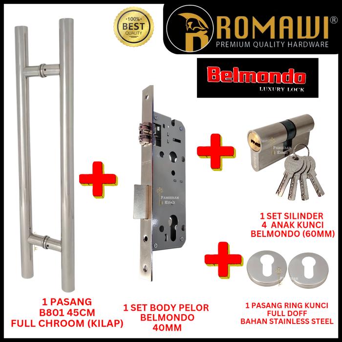 Gambar PULL GAGANG PEGANGAN HANDLE PINTU BULAT STAINLESS SET DEKSON B801 45CM - Chrom, Belmondo dari Pangeran Kunci undefined Tokopedia