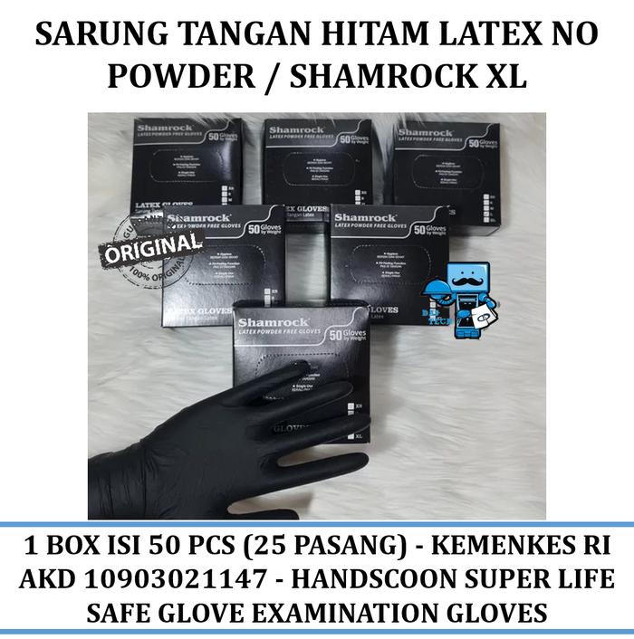 Gambar Sarung Tangan Hitam Latex No Powder / Shamrock - XL dari Das Livia Computer undefined Tokopedia