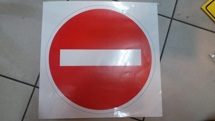 Jual SIGN LABEL STICKER RAMBU PERBODEN DIM 30X30cm K3 RAMBU JALAN KERJA ...