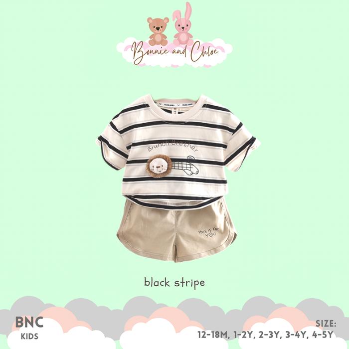 Gambar LEON -  Baby and Kids Lion Clothing Set Shirt and Pants - Setelan Bayi - BlackStripe, 3-4 Years dari BonnieandChloe undefined Tokopedia