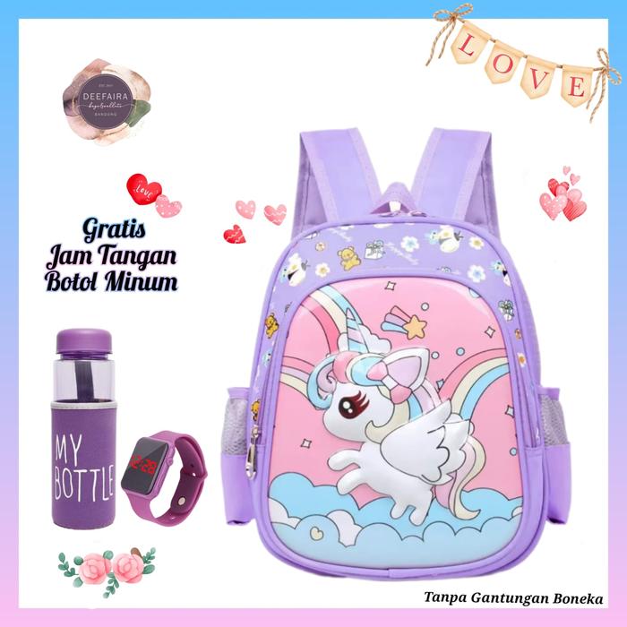 Gambar Tas Anak Perempuan Paud Tk Gamar Kuda P0NY Gratis Jam Dan Botol Minum - Ungu dari KebunKoe undefined Tokopedia