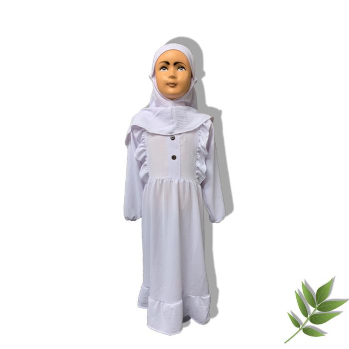 Gambar gamis anak perempuan murah set hijab / Pakaian muslim anak 1 -12 tahun - Putih, 1 - 3 Tahun dari HS - HISTORE undefined Tokopedia