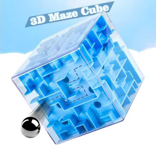 Gambar Mainan Labirin Kotak Bening Maze Cube Labyrinth Puzzle Cube 3D Puzzles - Biru dari Avelioo undefined Tokopedia
