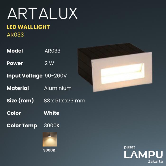 Gambar ARTALUX AR033 Lampu dinding tangga 3watt LED 220V Body White 3000k - Putih dari Pusat Lampu Jakarta undefined Tokopedia