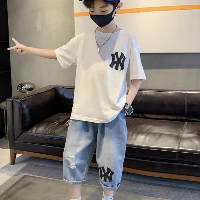 Gambar Setelan baju anak cowok korean style Benson | Baju set anak - Putih, Size 120 dari Kbabynkids undefined Tokopedia