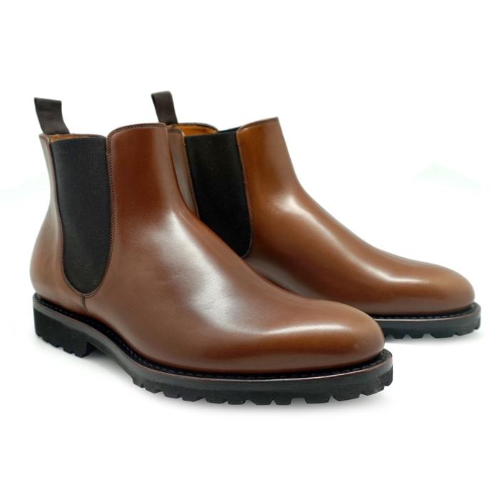 Gambar Fortuna Shoes Sepatu Kulit Pria Chelsea Boots - Vibram Rubber 8166 - Cuoio, 6 dari Fortuna Shoes Indonesia Kota Bandung Tokopedia