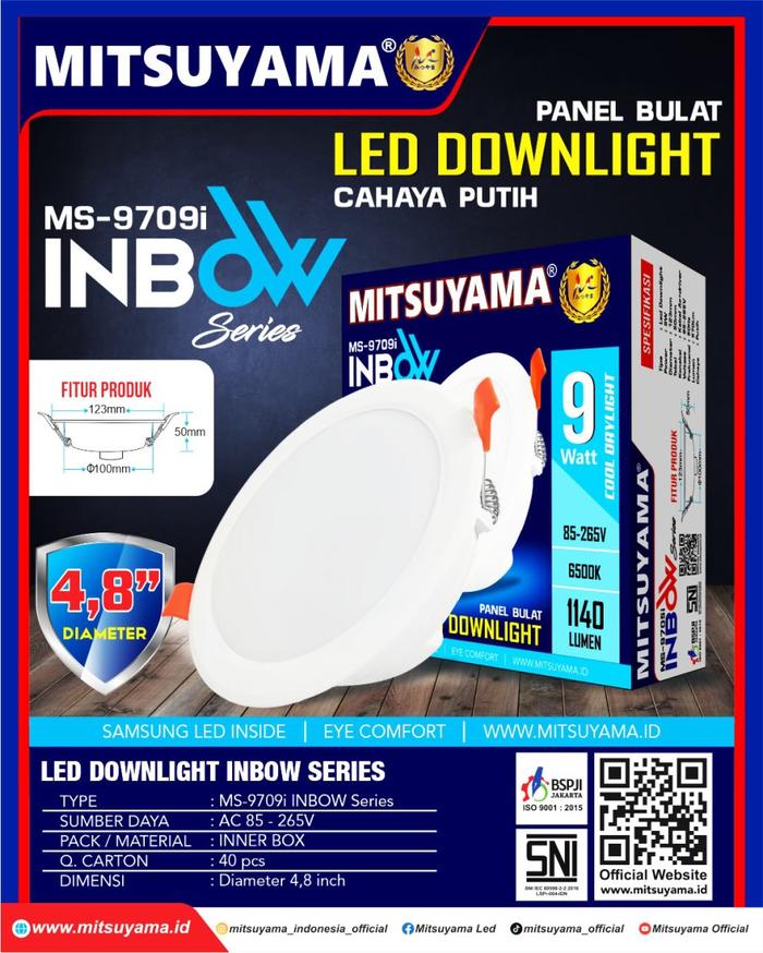Gambar LAMPU LED DOWNLIGHT / SLIM DOWN LIGHT / PANEL LED INBOW 9W 12W 18W - CAHAYA PUTIH, 5 WATT dari JNS Electric undefined Tokopedia