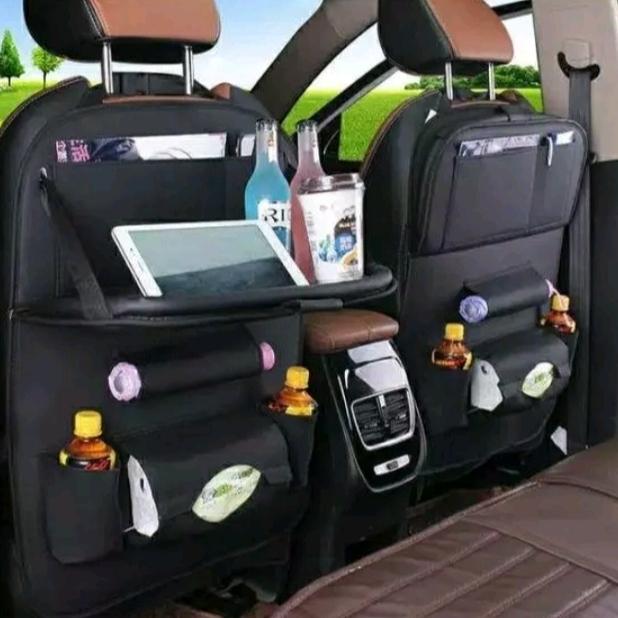 Gambar Car Seat Organizer Tas Kursi Mobil Multifungsi PU Leather Meja Kantong - Hitam dari OPPOYO. undefined Tokopedia
