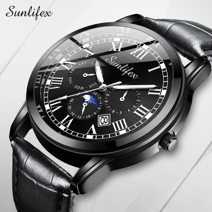 Gambar Sunlifex Jam Tangan Pria 7003 Kalender Kuarsa Santai Bisnis Tali Kulit - Hitam dari Rebirth Jam Tangan undefined Tokopedia