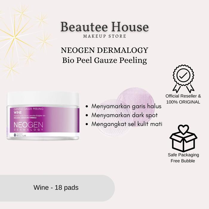 Gambar NEOGEN DERMALOGY BIO PEEL GAUZE PEELING - LEMON / GREEN TEA / WINE - Wine 18 pads dari Beautee House undefined Tokopedia