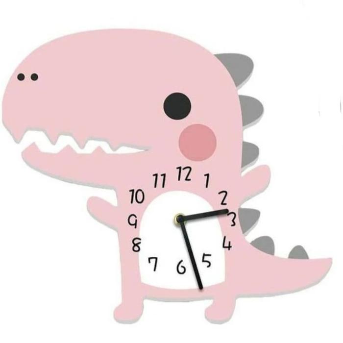Gambar Jam dino kayu,custom jam dinding - Soft Pink dari Ikerudekorasirumah undefined Tokopedia
