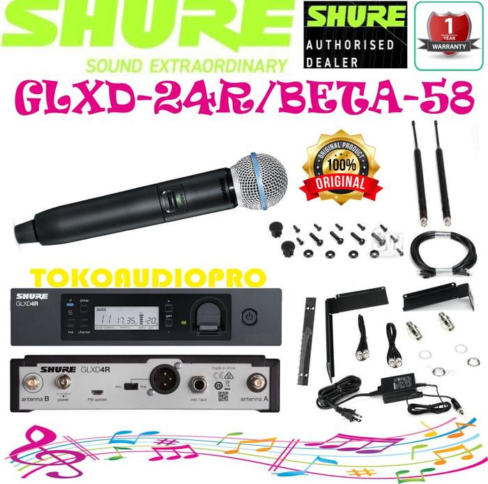 Gambar Shure GLXD24R/BETA58 Wireless Handheld Microphone Original dari TOKOAUDIOPRO undefined Tokopedia