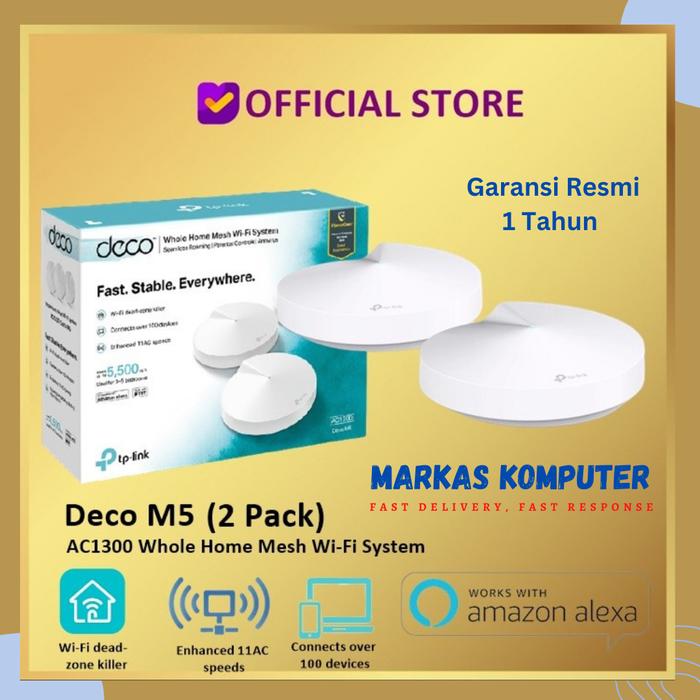 Gambar TP-Link DECO M5 AC1300 Whole Home Mesh Wi-Fi System (3-Pack) - DECO M5 - 2 PACK dari MARKAS KOMPUTER STORE undefined Tokopedia