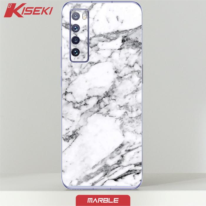 Gambar Kiseki Skin  Huawei nova 7 On Back Case Carbon Leather Custom - White marble dari Kiseki Skin undefined Tokopedia