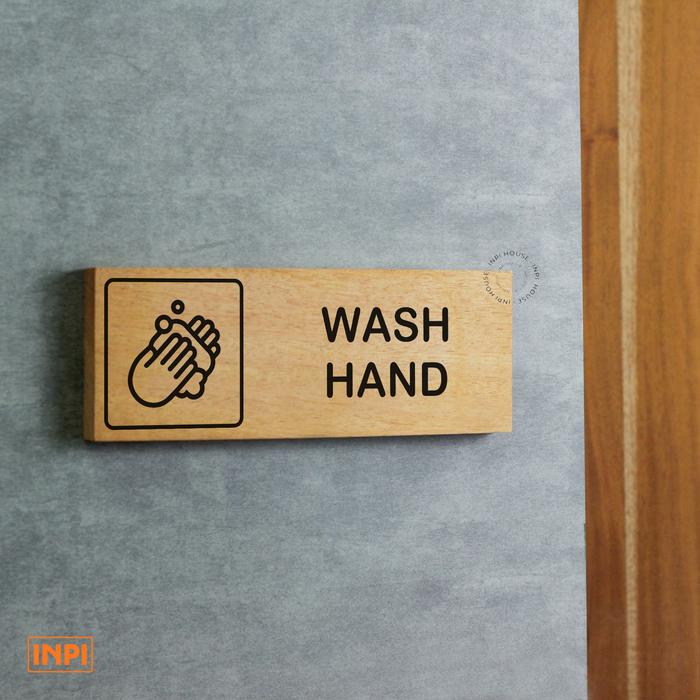 Gambar Sign Wash Hand Kayu + Sticker Hitam Putih Instalasi Tempel - INPI HOUSE - Hitam dari INPI HOUSE Official Kota Bandung Tokopedia