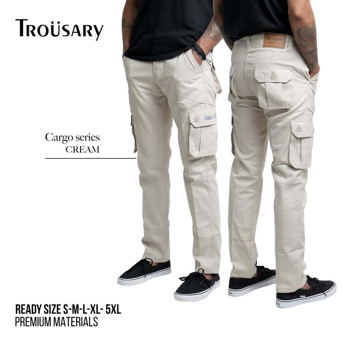 Gambar TROUSARY ORIGINAL Celana Cargo Panjang Bahan Premium Pria dan Wanita - Cream, L (31-32) dari TROUSARY STORE undefined Tokopedia