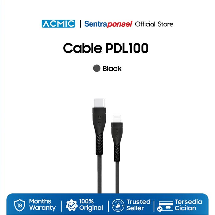 Gambar ACMIC PDL100 USB Type-C to Lightning Cable PD Fast Charging iPhone 1M - Black dari sentraponselofficial undefined Tokopedia
