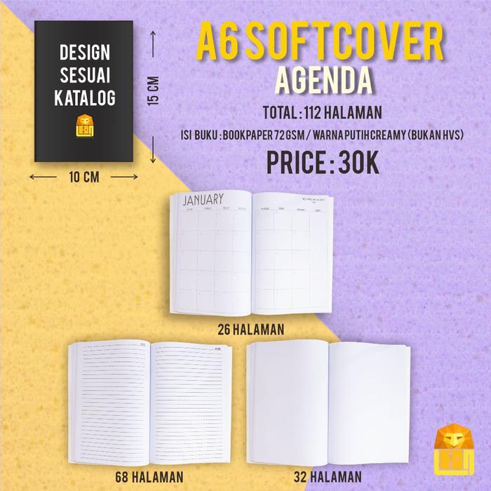 Gambar Buku Notebook Journal Hardcover Softcover Agenda, Polos, Dotted Summer - A6 Soft Agenda dari Leon Paperworks undefined Tokopedia