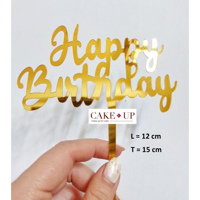 Gambar 10pcs Cake Topper Happy Birthday Akrilik Mirror Toper Kue Ulang Tahun - 1 Gold, 10pcs dari Cake Up undefined Tokopedia