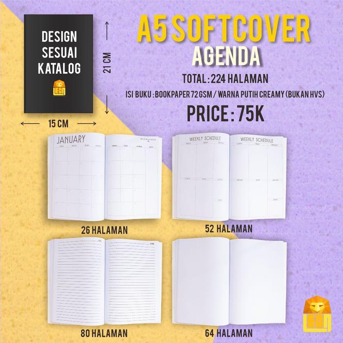 Gambar Buku Notebook Journal Hardcover Softcover Agenda, Polos, Dotted Summer - A5 Soft Agenda dari Leon Paperworks undefined Tokopedia