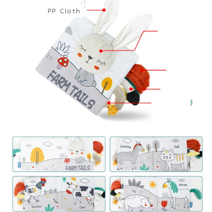 Gambar Soft Busy Book Buku Montessori Kain Tekstur Ekor Binatang Newborn Baby - Rabbit dari Yelloo Toys undefined Tokopedia