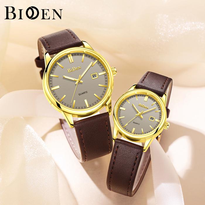 Gambar BIDEN Jam Tangan Couple Original Kalender Anti Air Mode Santai Kuarsa - Cokelat dari biden watch ID undefined Tokopedia