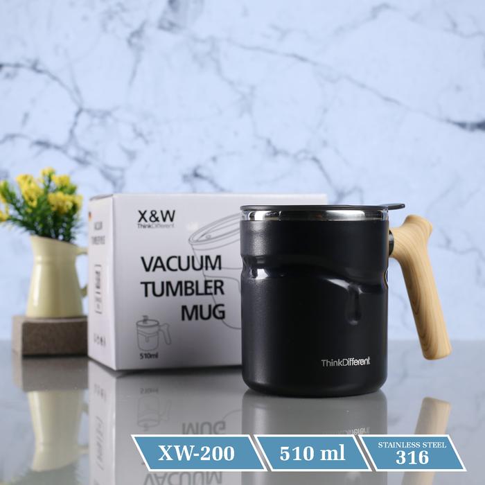 Gambar Mug Gelas Stainless 510Ml Dengan Pegangan Kayu Kokoh SUS 316 With Lid - Hitam dari Ollahomeliving undefined Tokopedia