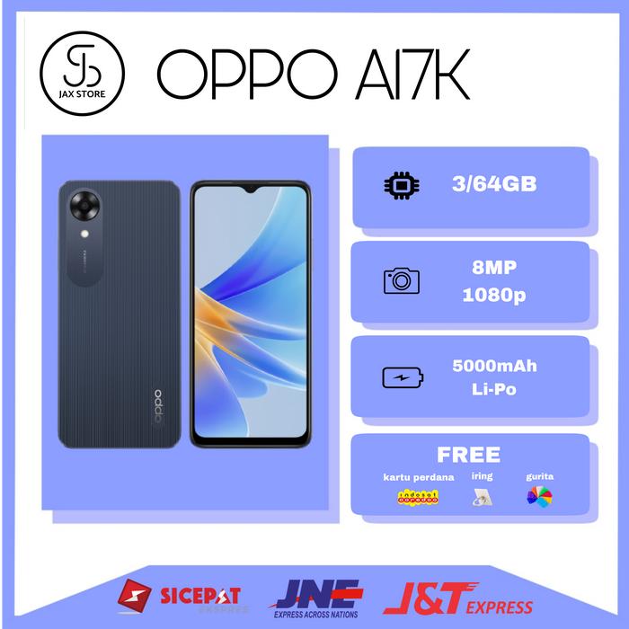Gambar OPPO A17K [3/64GB, GARANSI RESMI] - Hitam dari JX-Cell undefined Tokopedia