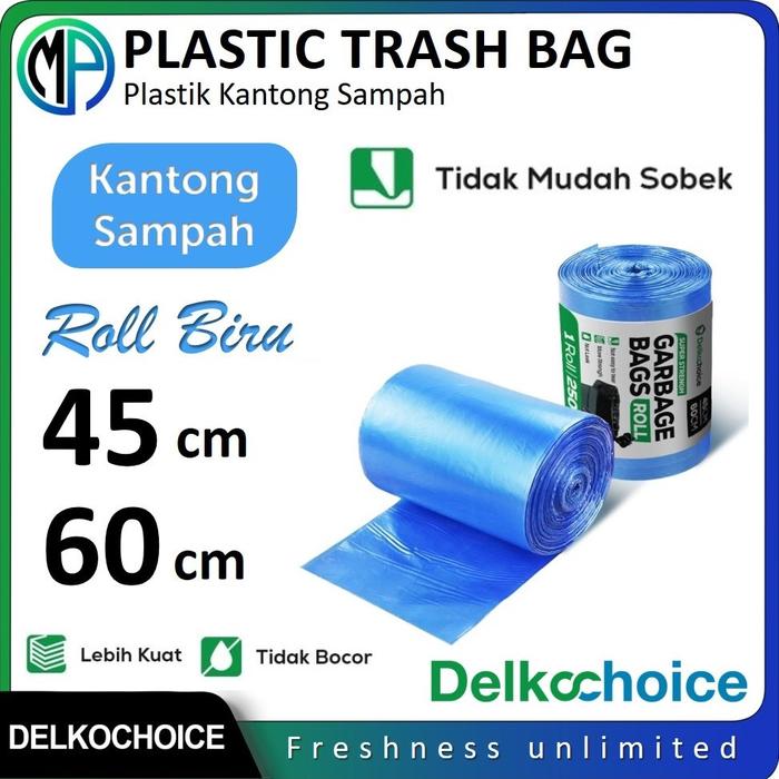 Gambar Kantong Plastik Sampah (Trash Bag) Roll / Pack Satuan Hitam dan Biru - ROLL (BIRU), 45 x 60cm -Biru dari MasterPacking undefined Tokopedia