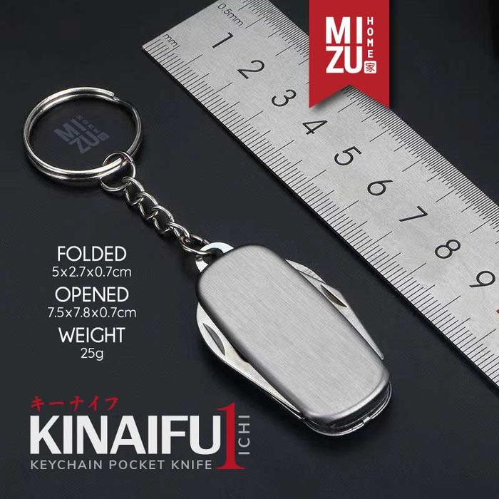 Gambar MIZU KINAIFU-ICHI Keychain Pocket Knife Pisau Saku Lipat Serbaguna - SILVER perak dari MIZU.HOME undefined Tokopedia