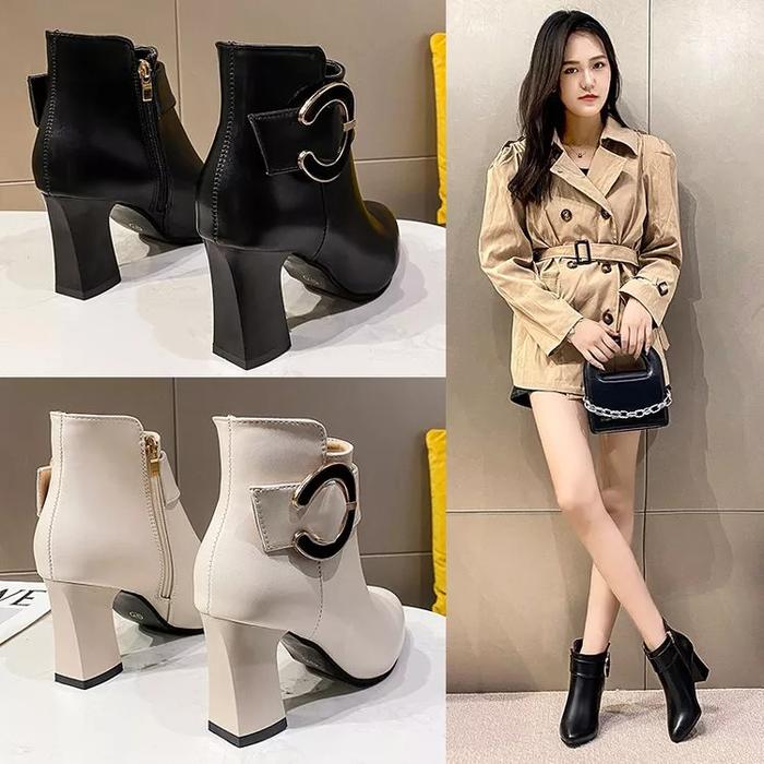 Jual Sepatu Boot Heels Wanita Hak Model Boots Wedges Sepatu Kerja