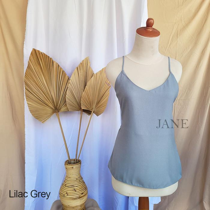 Gambar All Color Atasan Wanita Dalaman Blazer Tank Top V Neck Basic Camisole2 - Lilac Grey, L dari Jane Collection undefined Tokopedia