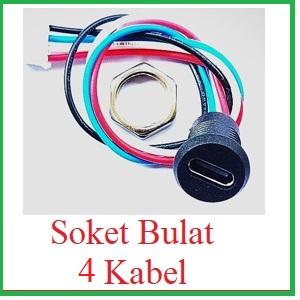 Gambar InFath - Soket Bulat tempel Box USB Type C female DC socket  2 4 5 pin - Soket 4 Kabel, Soket + Tutup dari InFath undefined Tokopedia