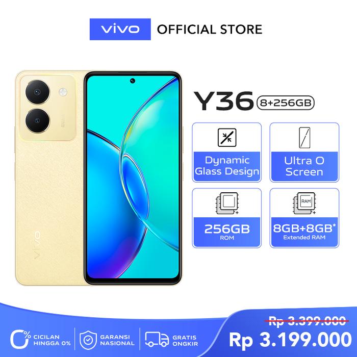 Gambar vivo Y36 (8/256) - 44W FlashCharge+5000mAh, NFC Multifunctions - Vibrant Gold dari vivo Indonesia undefined Tokopedia