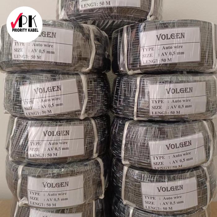 Gambar Automotive Cable VOLGEN Auto Wire Kabel Sign Motor Mobil AV 0.5 0,5mm - Hitam, 1 ROLL (50M) dari Priority Kabel undefined Tokopedia