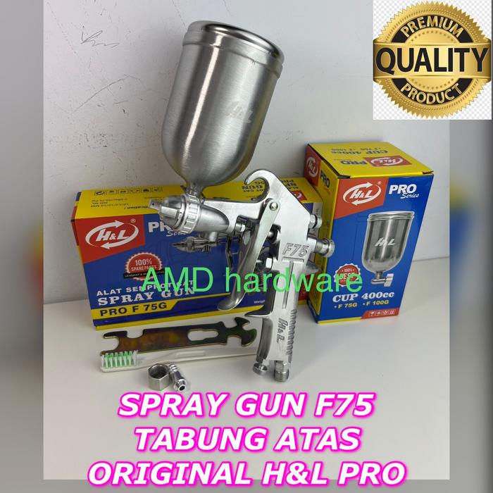 Gambar TEKIRO JAPAN SPRAY GUN F75 G TABUNG ATAS SPET SEMPROTAN CAT KOMPRESOR - MEREK H&L dari AMD hardware undefined Tokopedia
