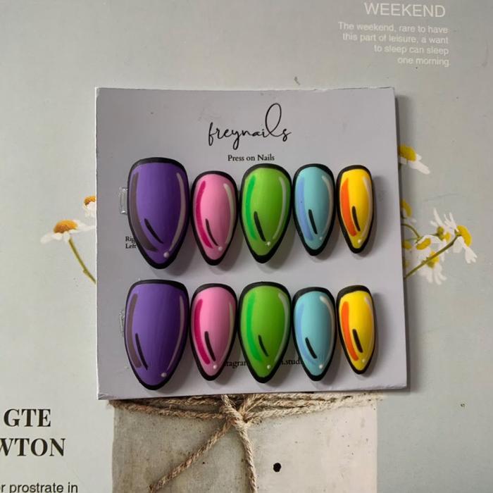 Gambar Comics Nails - Press on Nails - Kuku Palsu Murah - Fake Nails - Rainbow, M dari Freyn Studio undefined Tokopedia