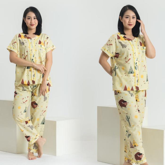 Gambar LEORA CLOTHING - SET PIYAMA KATUN CELANA PANJANG CPJ - PIYAMA WANITA - Animal dari Leora_Clothing undefined Tokopedia
