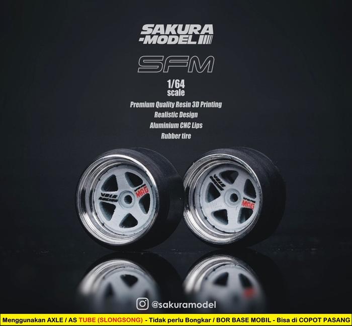 Gambar Ban Karet SAKURA MODEL Super Fine Mag 10mm LONG AXLE + TYREBOMB SM1 WH - WHITE+DECAL SM1, SLICK(ORI) dari bankarethw64 undefined Tokopedia