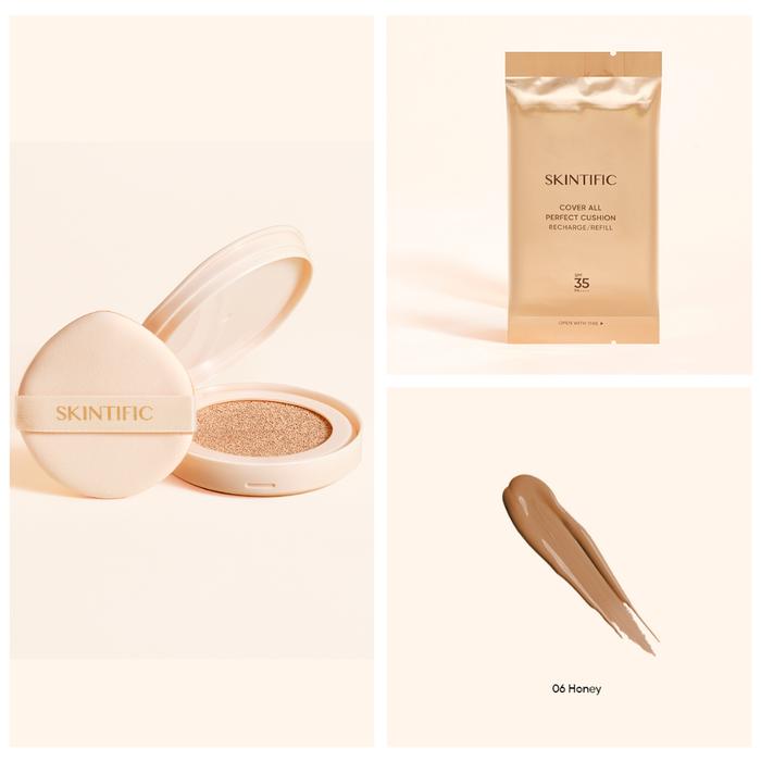 Gambar [BPOM] SKINTIFIC COVER ALL PERFECT CUSHION SPF35 PA++++ - 06 Honey Ref dari MIZU-SHOP undefined Tokopedia