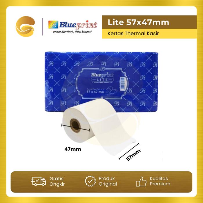 Gambar BLUEPRINT Kertas Thermal 57x47 Printer thermal roll 57 x 47 57/58 Lite dari ATI OFFICIAL STORE undefined Tokopedia