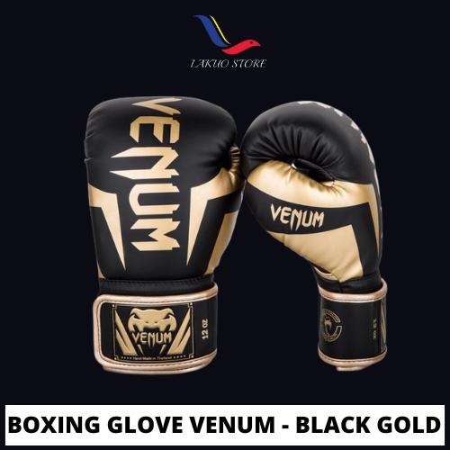 Gambar SARUNG TINJU MUAY THAI / BOXING GLOVE / SARUNG TINJU - Hitam Gold, 10 oz dari LAKUOSTORE undefined Tokopedia