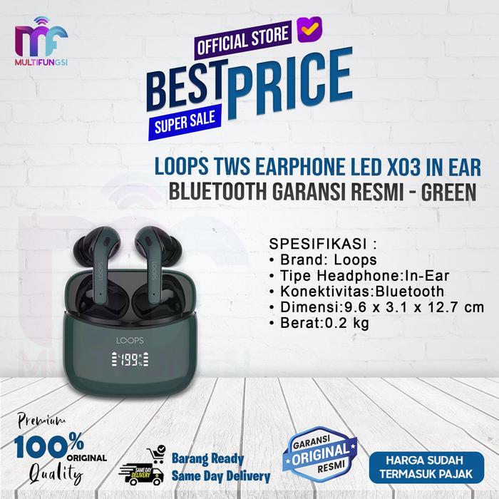 Gambar Loops TWS Earphone LED X03 In Ear Bluetooth Garansi Resmi - GREEN dari Multifungsi Online undefined Tokopedia
