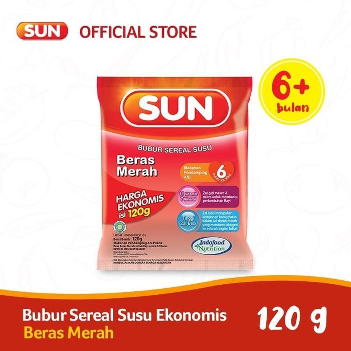 Gambar SUN Bubur Cereal Susu Kemasan Ekonomis 120 Gram - Bubur Bayi - Beras Merah dari MASTER TOYS &amp; BABY SHOP undefined Tokopedia